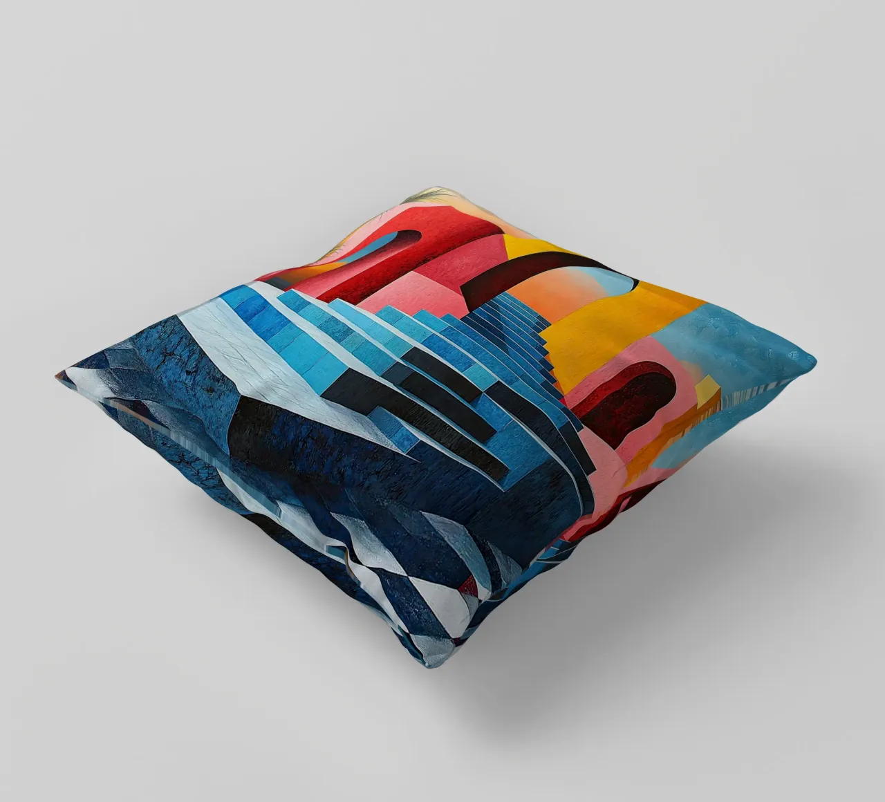 Surrealism Architecture Design Geometry decorative cushion by Nikis Art Studio