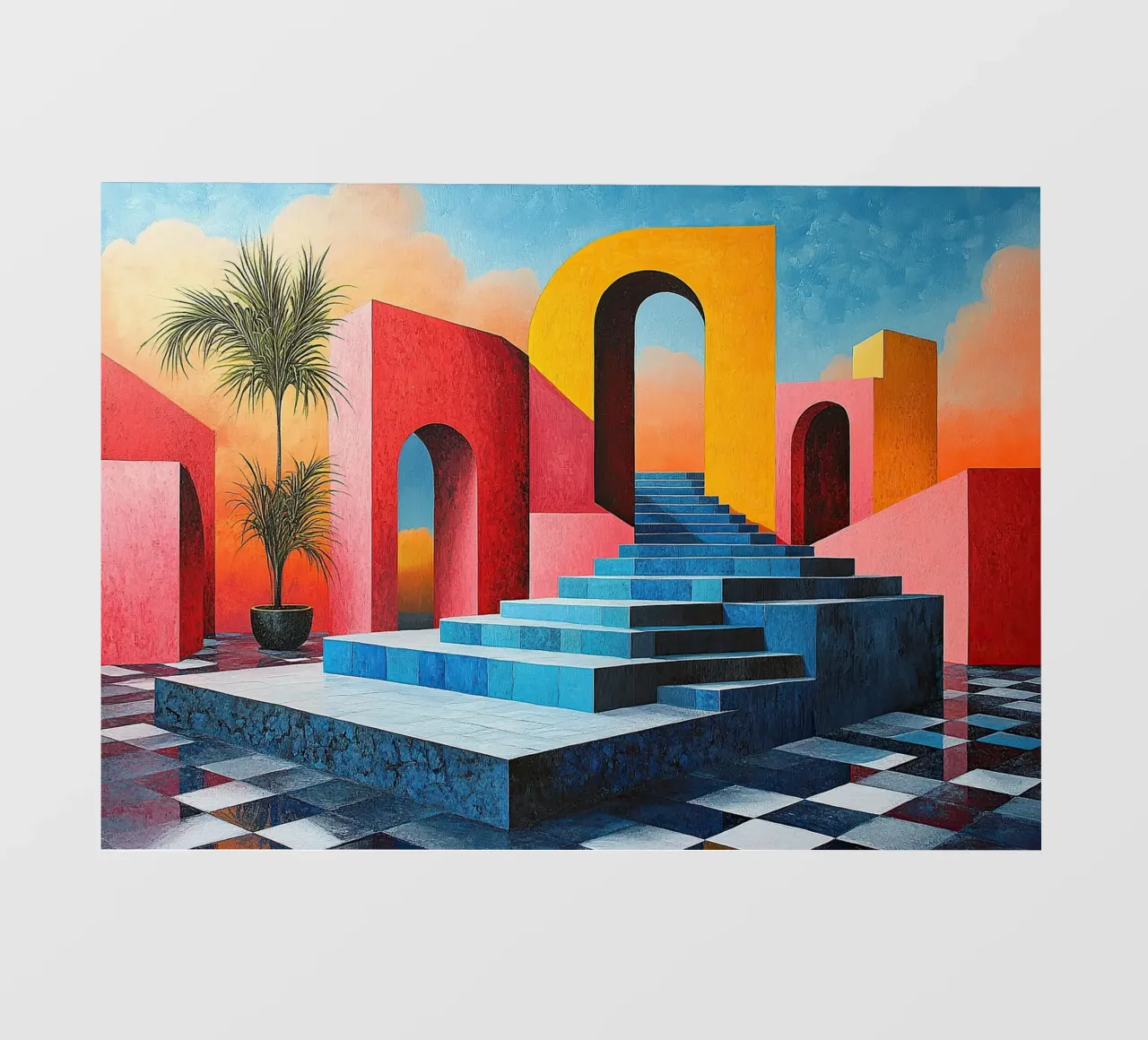 Surrealismus Architektur Design Geometrie PVC Plane von Nikis Art Studio