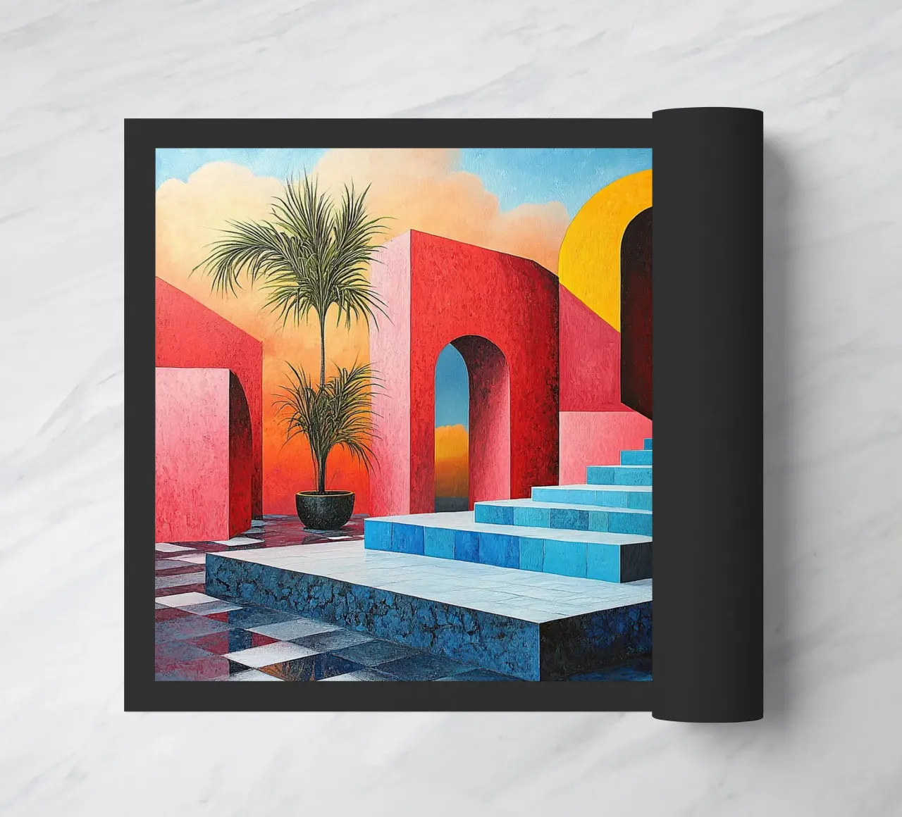 Surrealism Architecture Design Geometry doormat by Nikis Art Studio