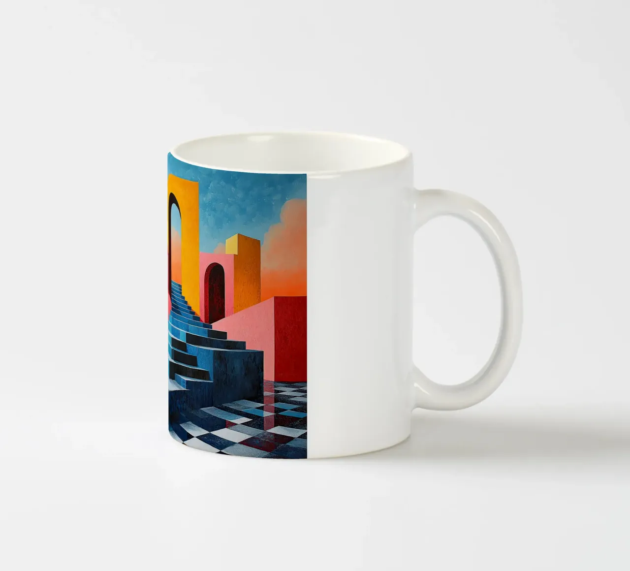 Surrealisme Architectuur Ontwerp Meetkunde keramische mok van Nikis Art Studio