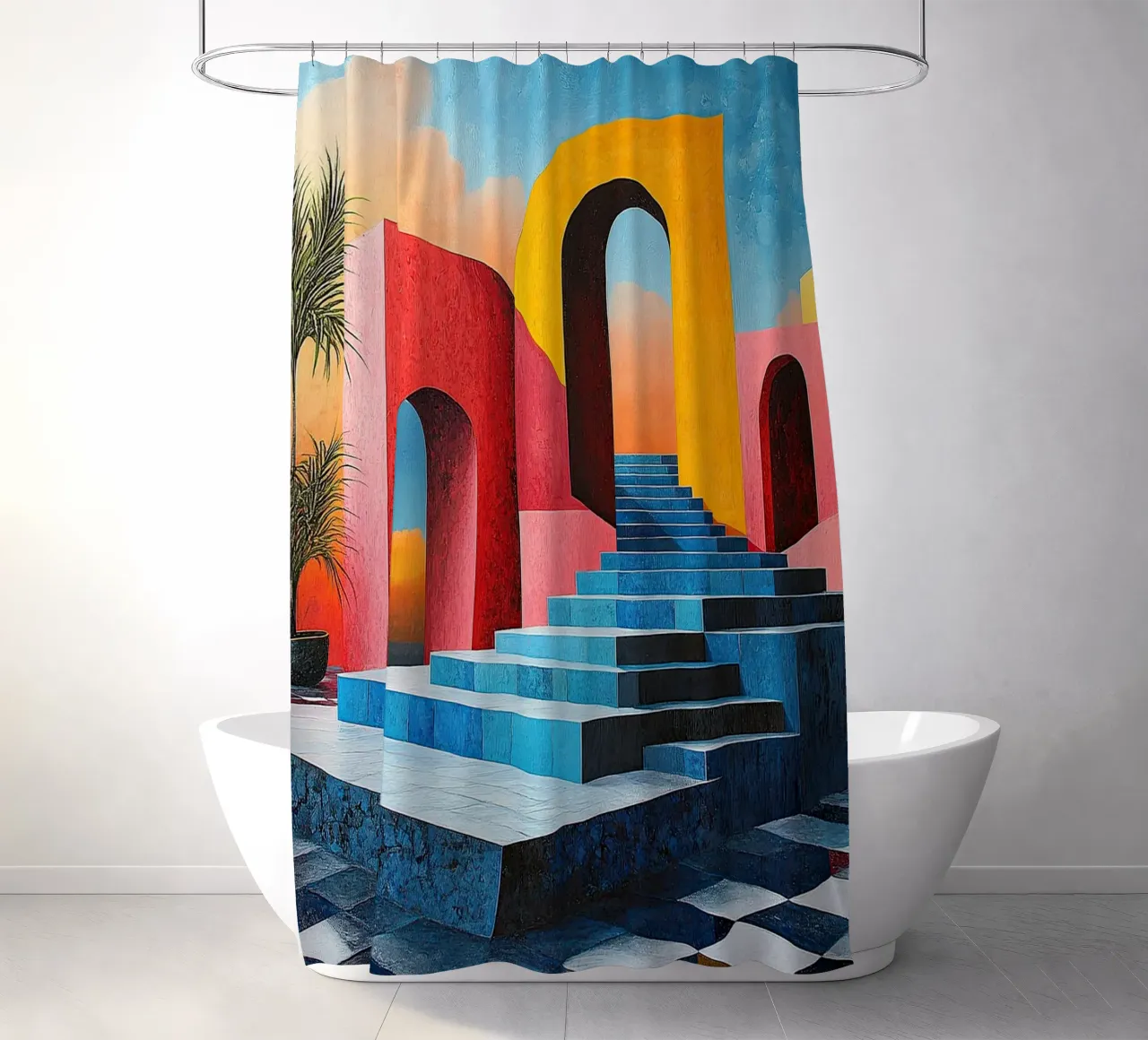 Surrealism Architecture Design Geometry shower curtain by Nikis Art Studio