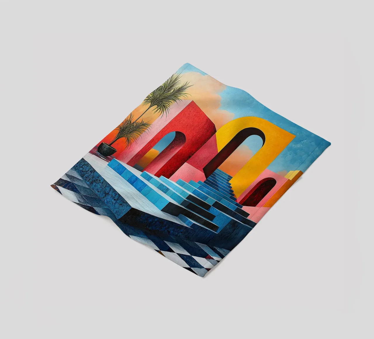 Surrealism Architecture Design Geometry fleece blanket by Nikis Art Studio