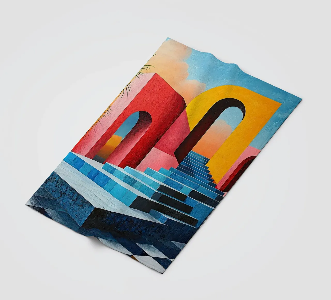 Surrealism Architecture Design Geometry fleece blanket by Nikis Art Studio