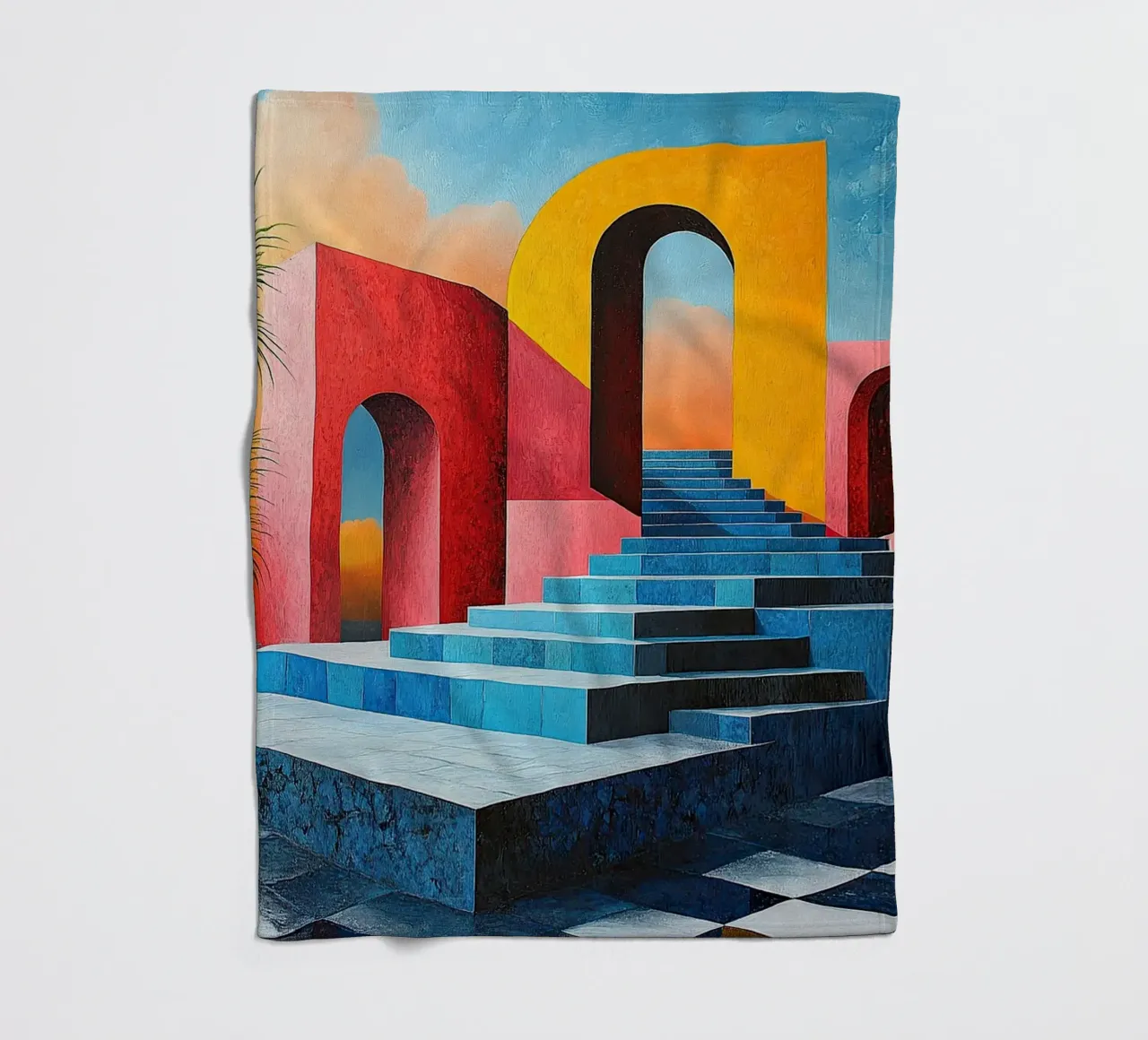 Surrealism Architecture Design Geometry fleece blanket by Nikis Art Studio