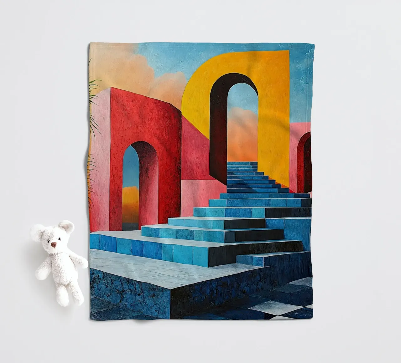 Surrealism Architecture Design Geometry fleece blanket by Nikis Art Studio
