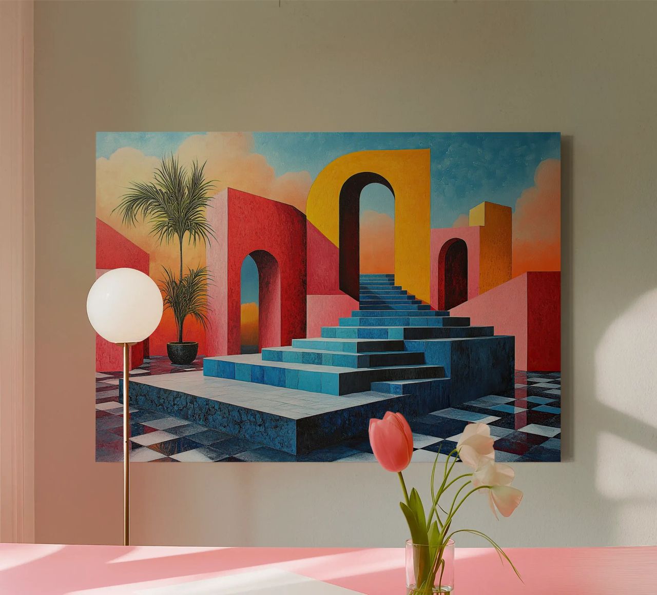 Surrealism Architecture Design Geometry canvas by Nikis Art Studio