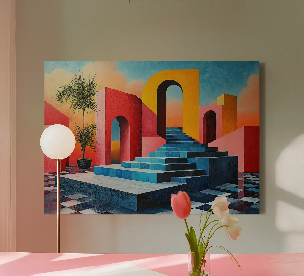 Surrealismus Architektur Design Geometrie Leinwand von Nikis Art Studio