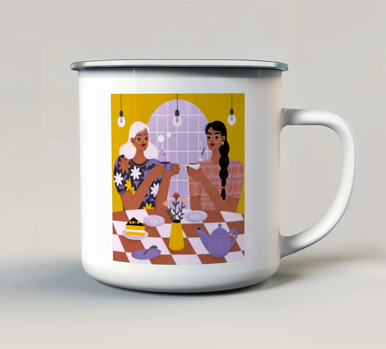 La hora del té taza de esmalte de Emery Kate