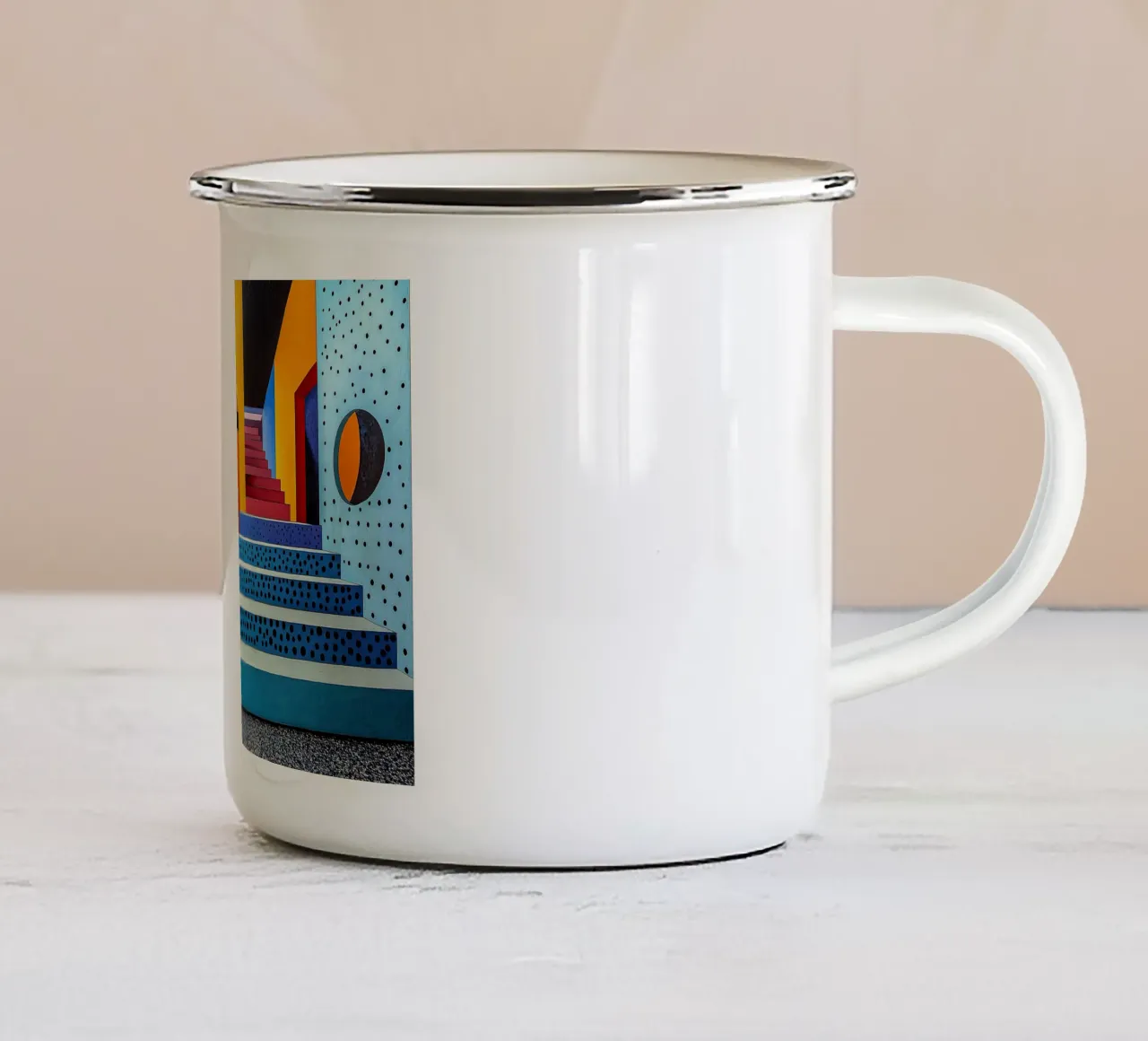Surrealismo Architettura Design Geometria tazza in smalto da Nikis Art Studio