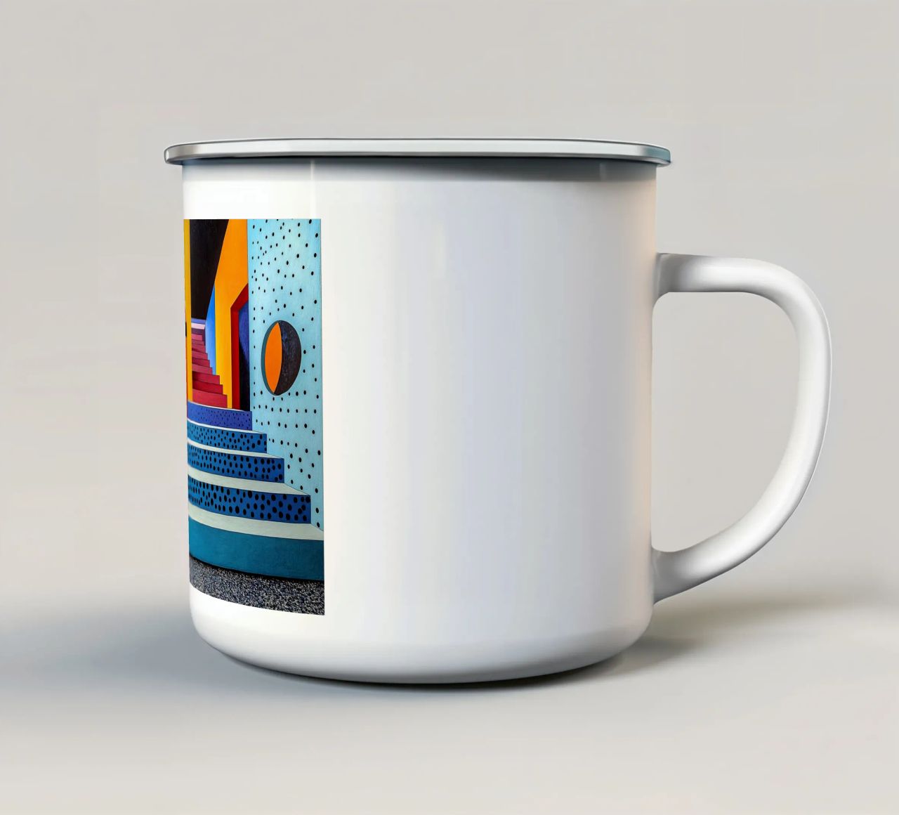Surrealism Architecture Design Geometry enamel mug by Nikis Art Studio