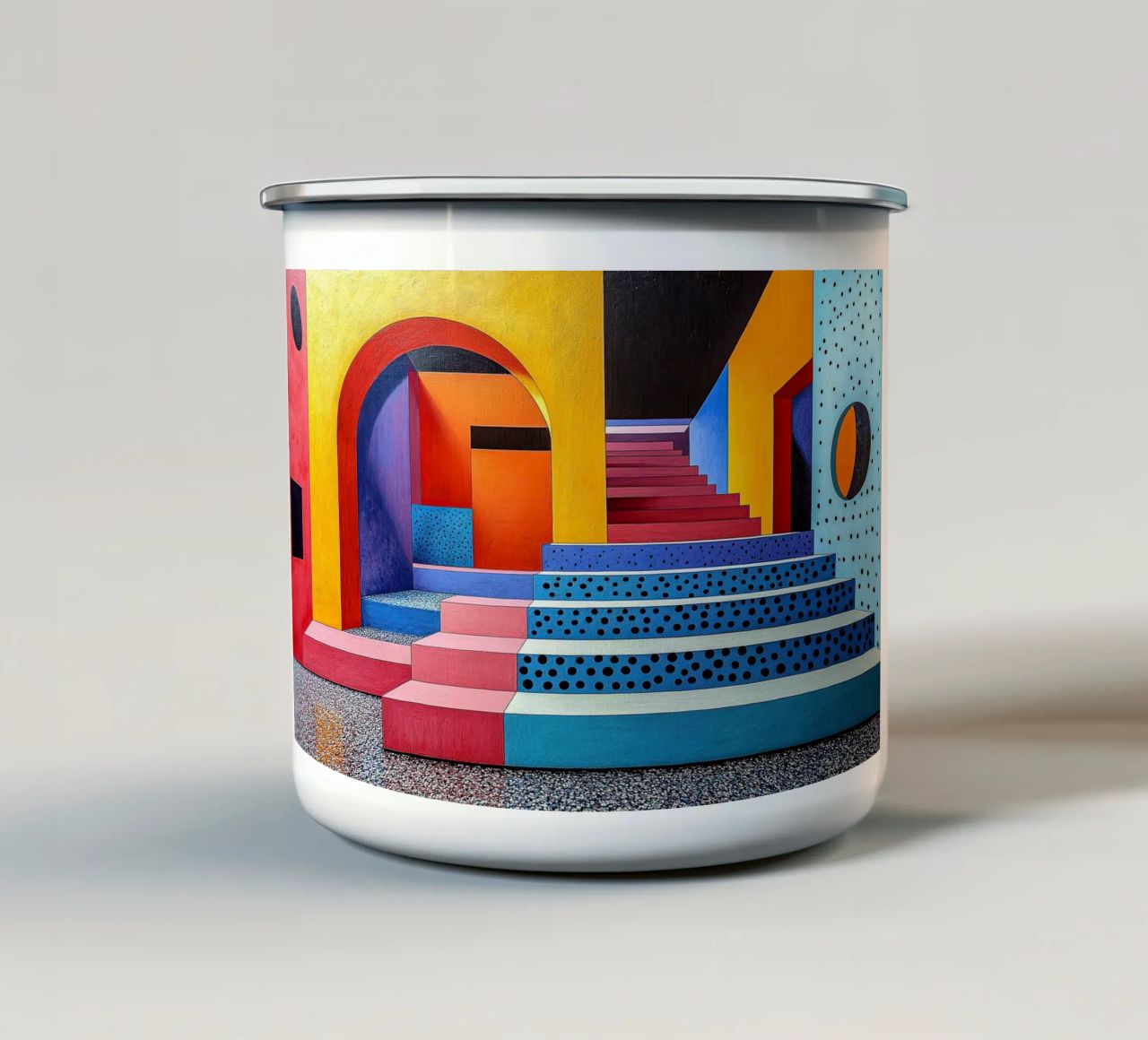 Surrealism Architecture Design Geometry enamel mug by Nikis Art Studio