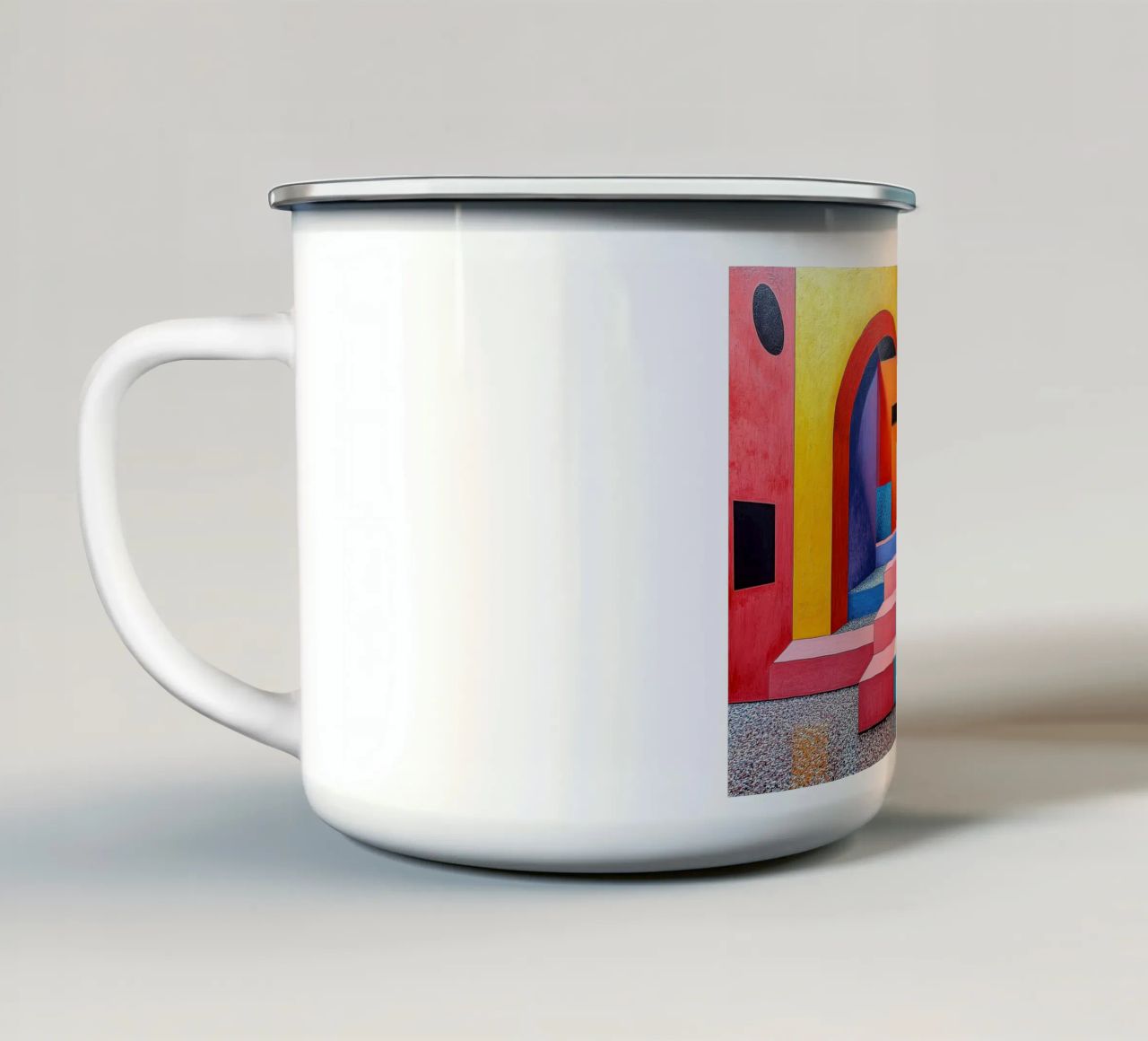 Surrealism Architecture Design Geometry enamel mug by Nikis Art Studio