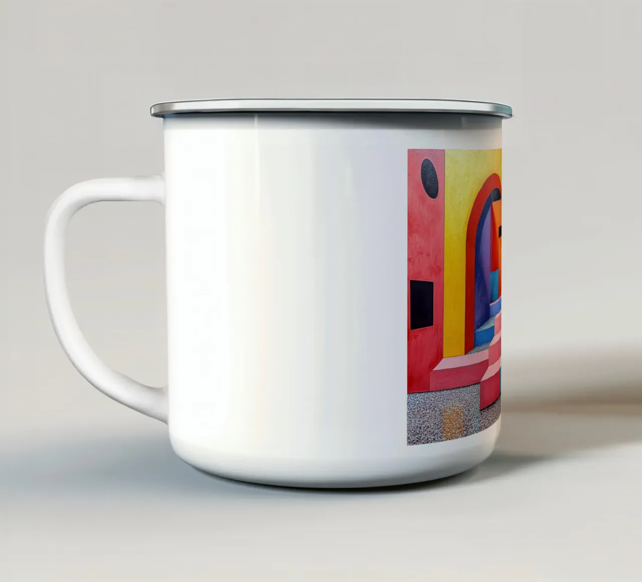 Surrealismo Architettura Design Geometria tazza in smalto da Nikis Art Studio