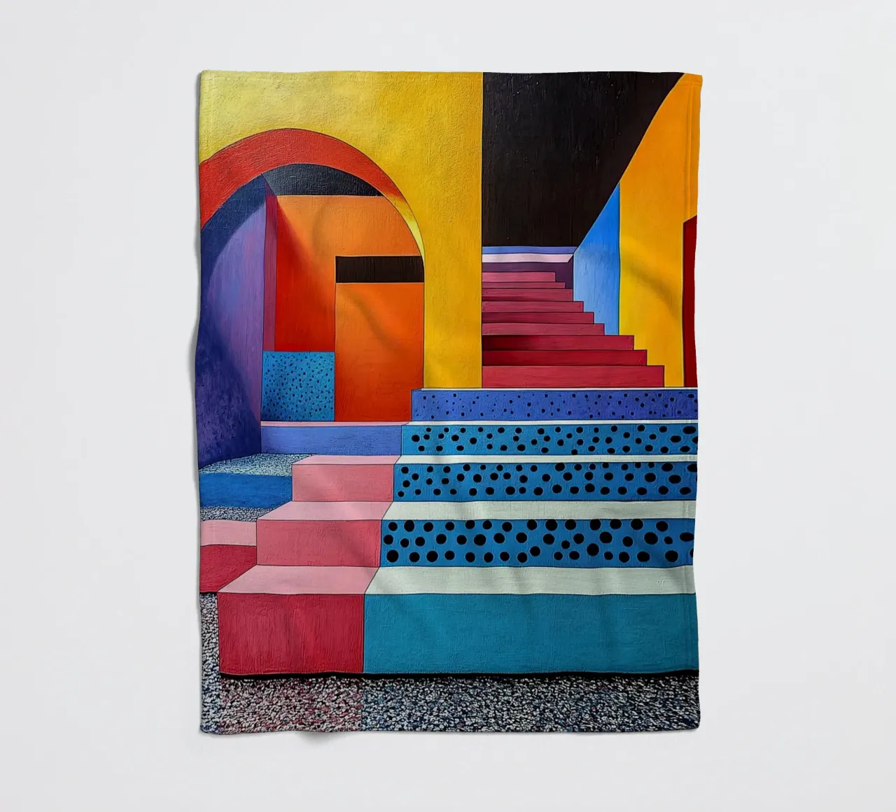 Surrealism Architecture Design Geometry fleece blanket by Nikis Art Studio
