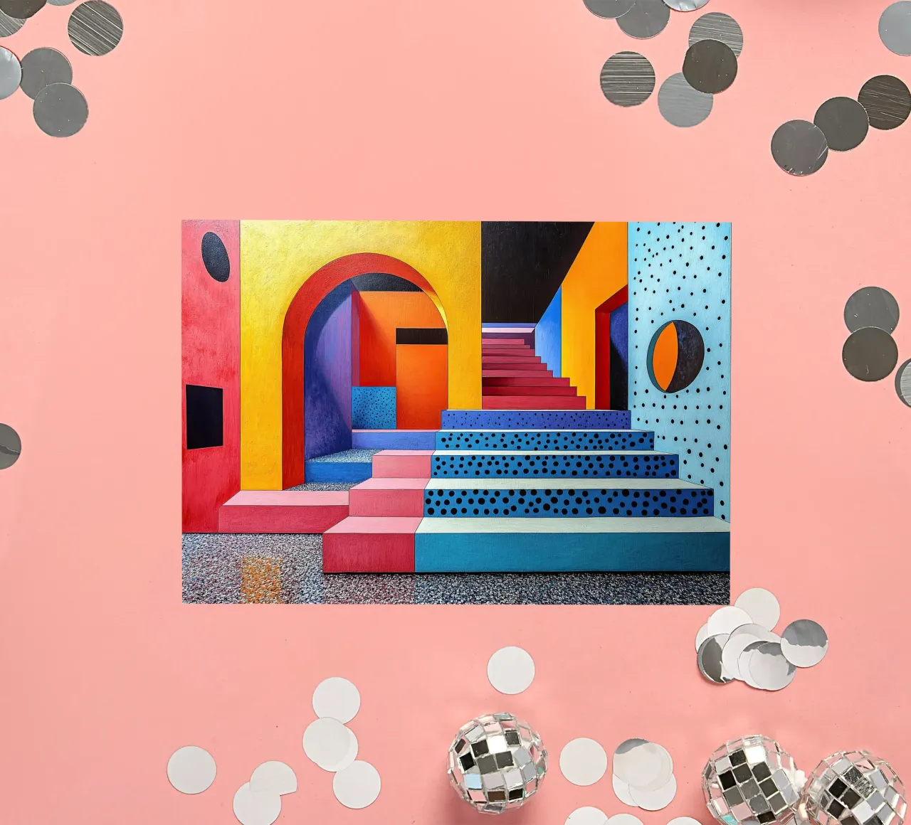 Surrealisme Architectuur Ontwerp Meetkunde sticker van Nikis Art Studio