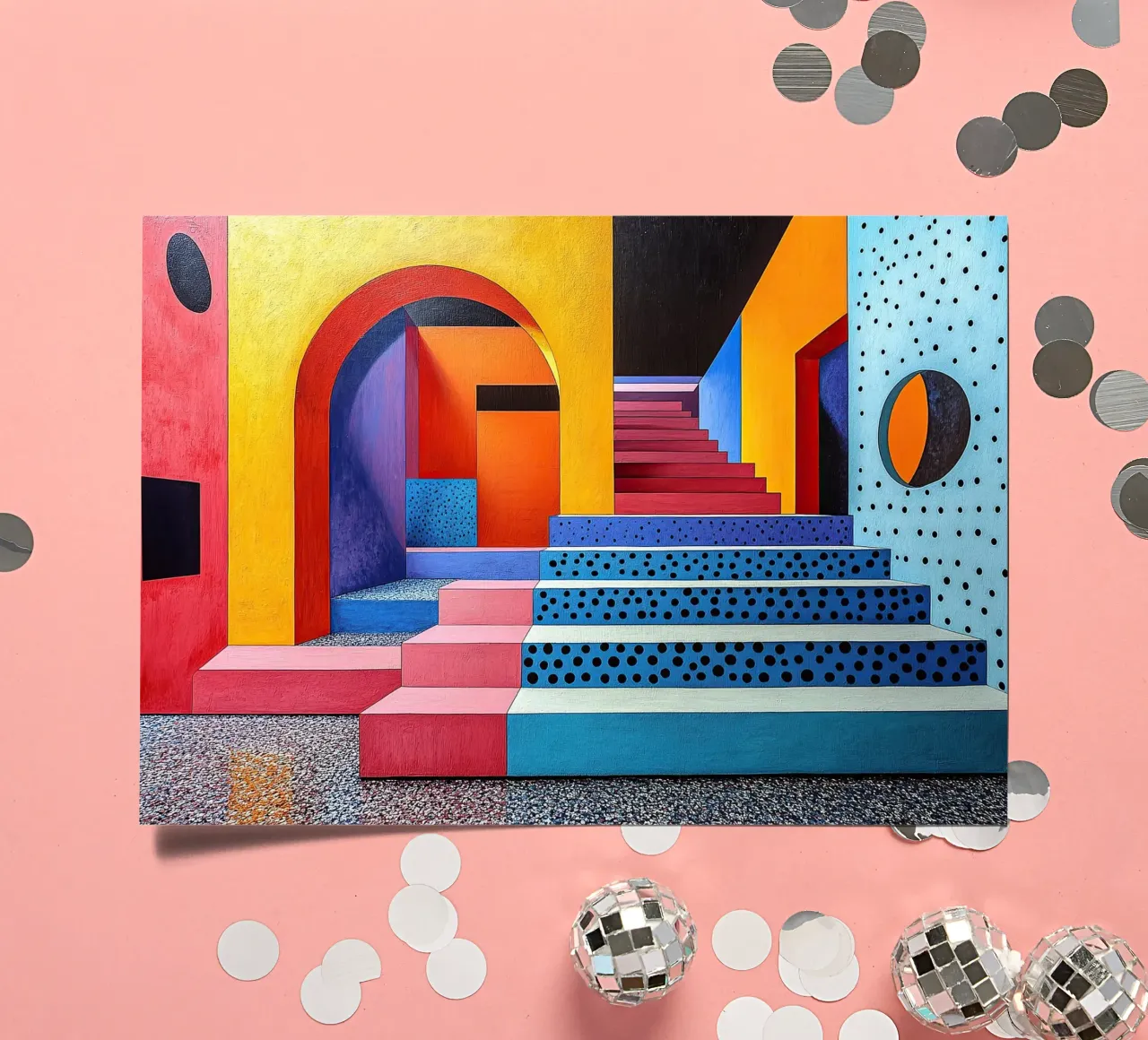Surrealism Architecture Design Geometry sticker sheet by Nikis Art Studio