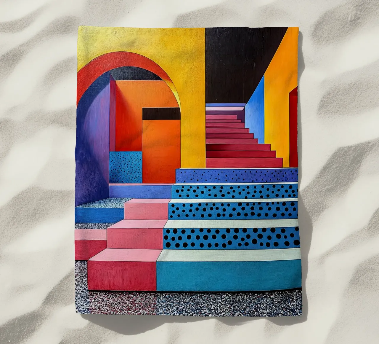 Surrealism Architecture Design Geometry beach towel by Nikis Art Studio