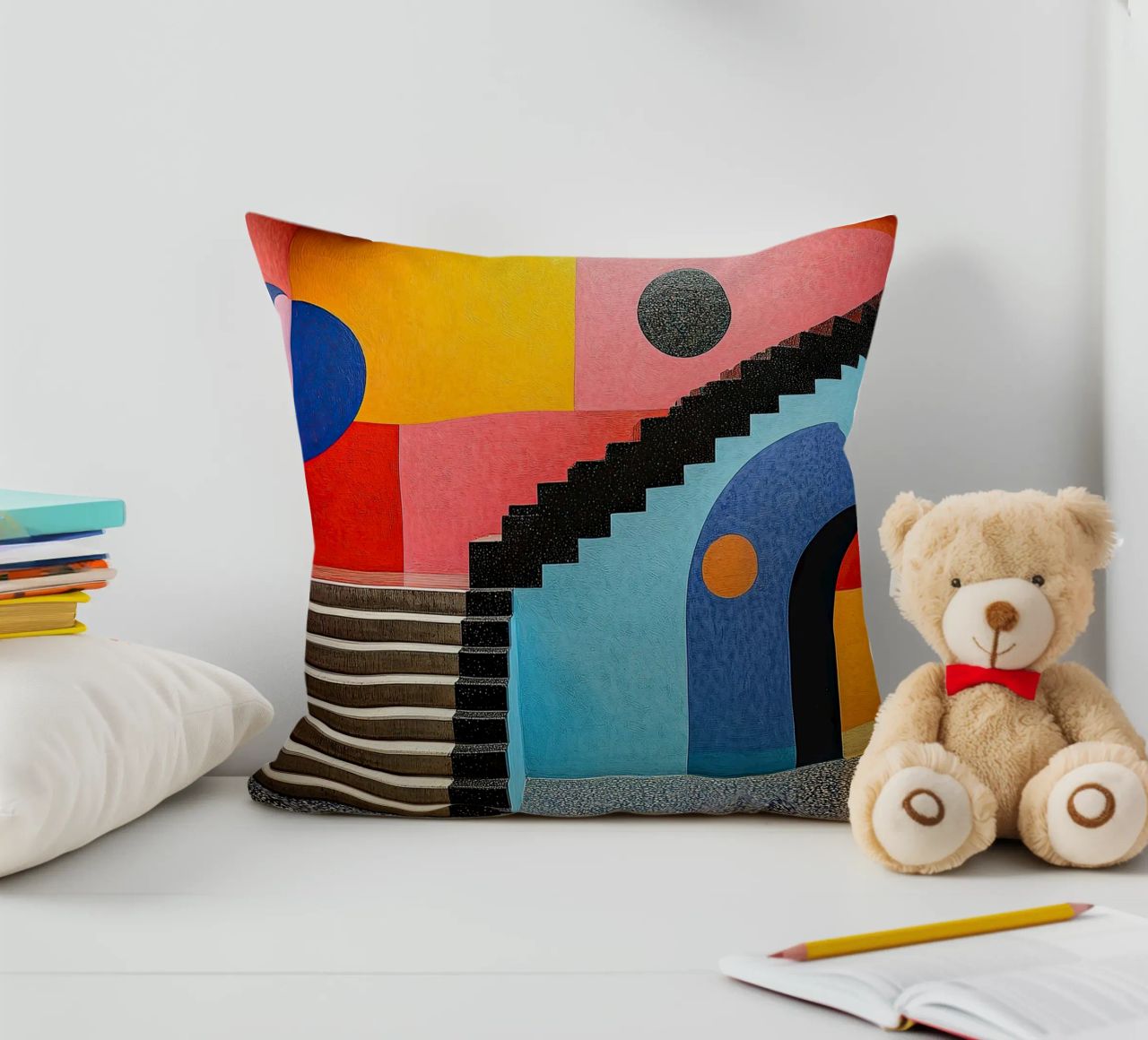 Surrealism Architecture Design Geometry decorative cushion by Nikis Art Studio