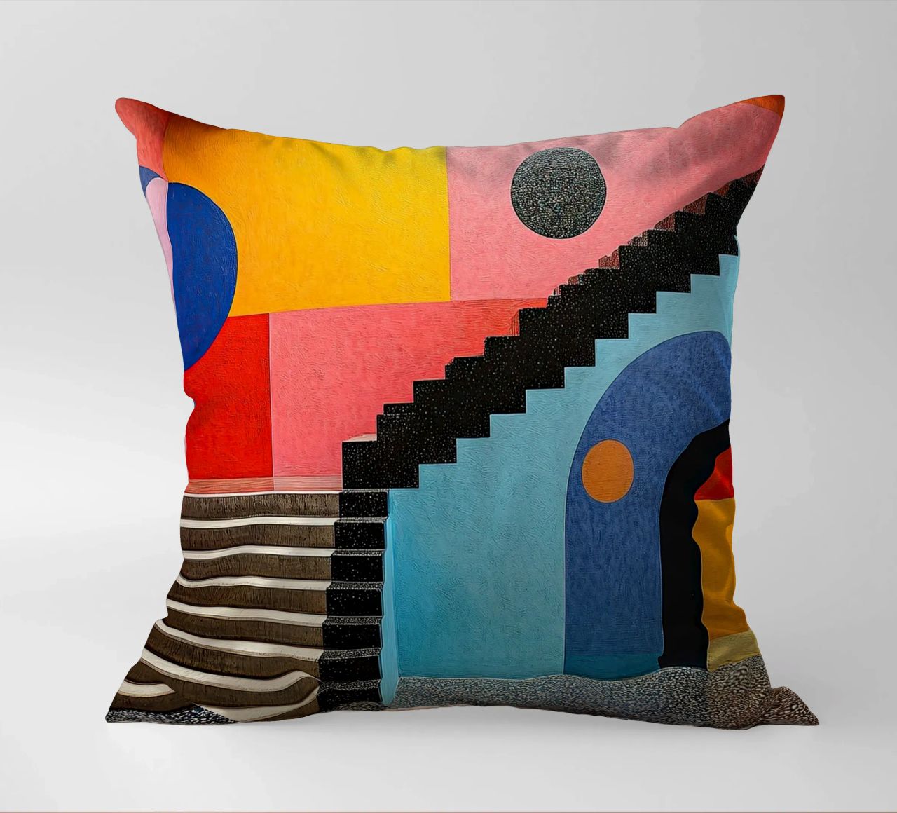Surrealism Architecture Design Geometry decorative cushion by Nikis Art Studio