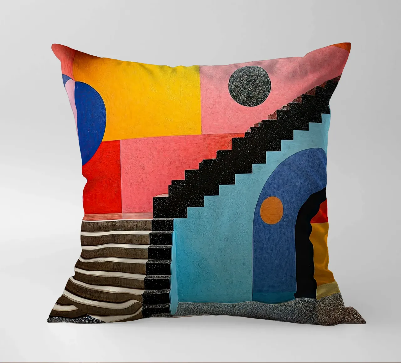 Surrealism Architecture Design Geometry decorative cushion by Nikis Art Studio