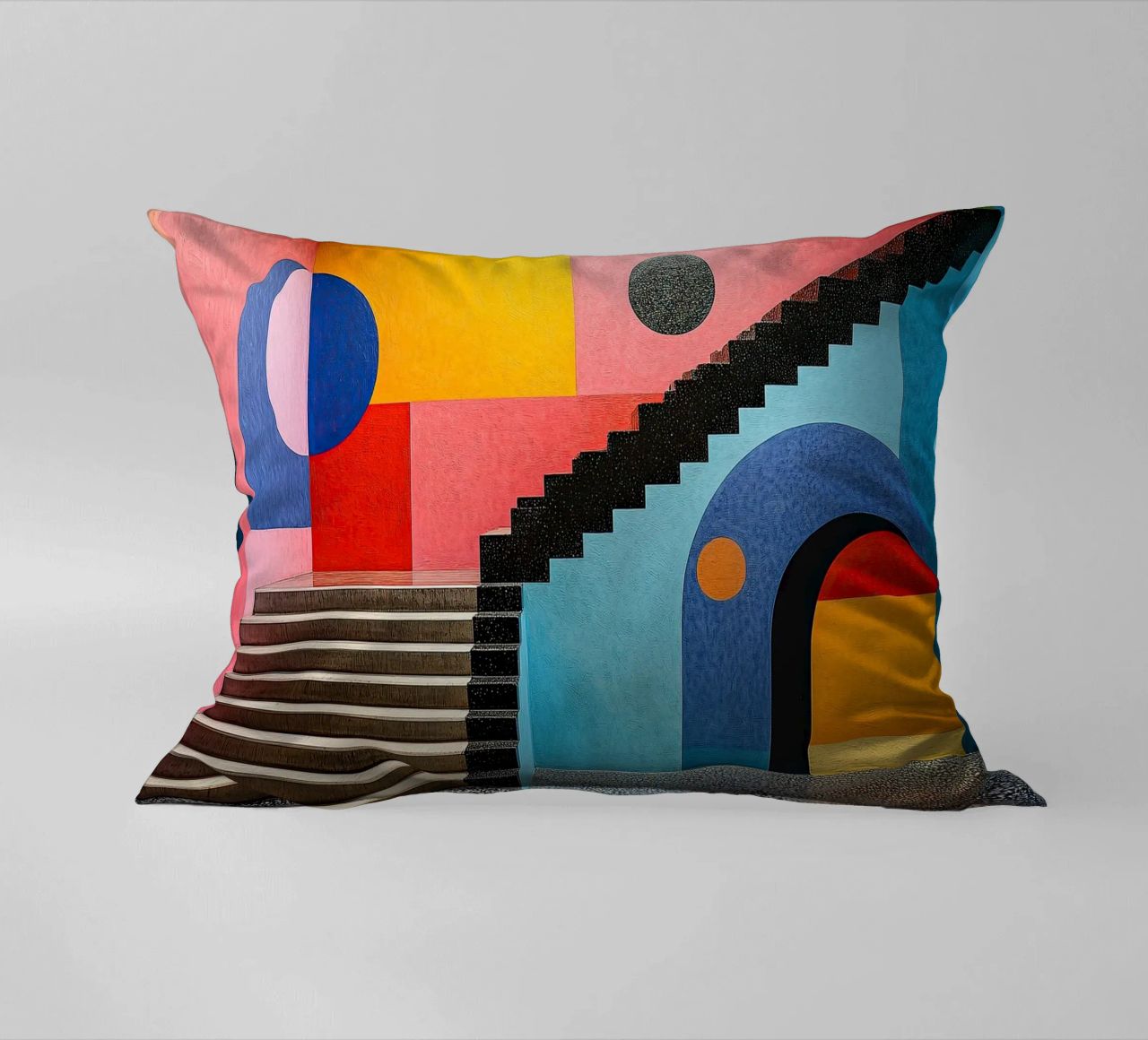 Surrealism Architecture Design Geometry decorative cushion by Nikis Art Studio
