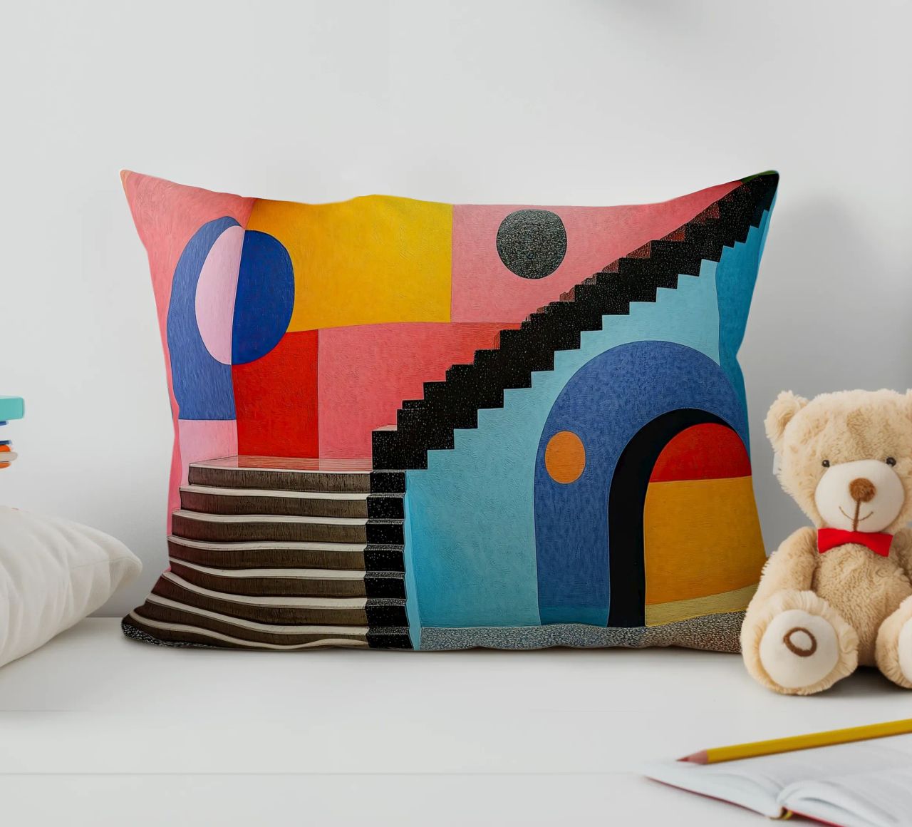 Surrealism Architecture Design Geometry decorative cushion by Nikis Art Studio