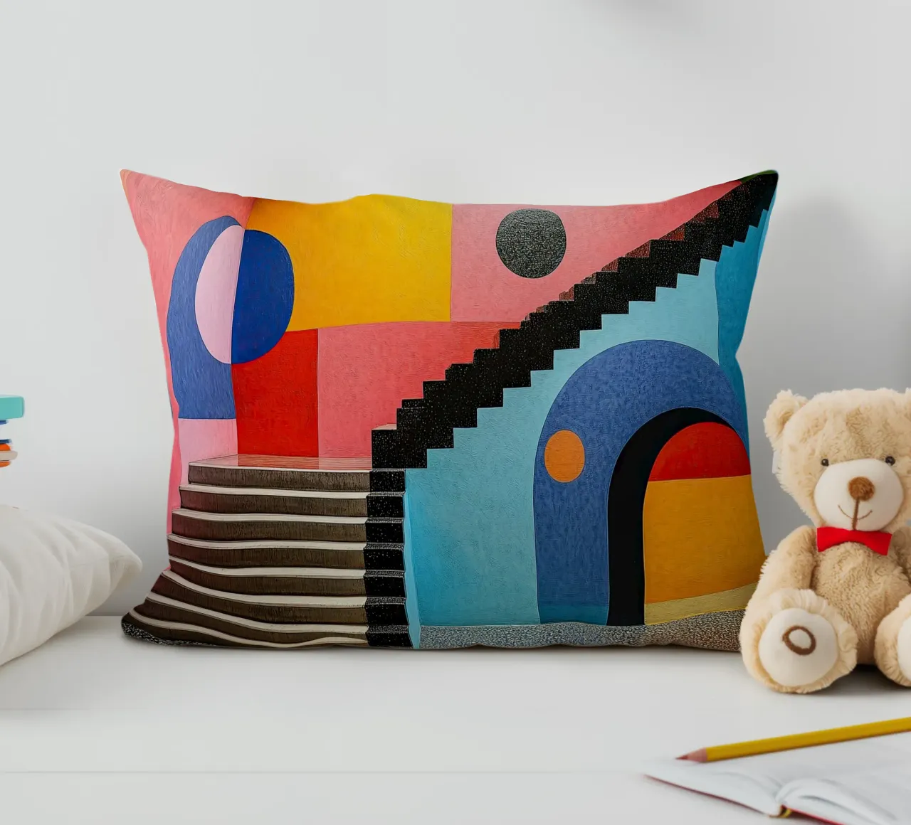 Surrealism Architecture Design Geometry decorative cushion by Nikis Art Studio