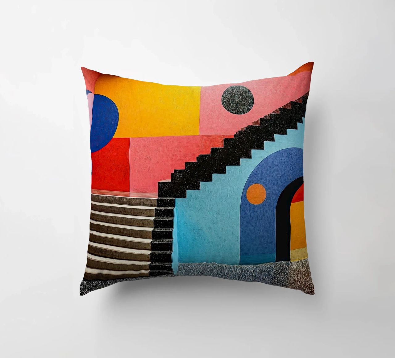 Surrealism Architecture Design Geometry decorative cushion by Nikis Art Studio