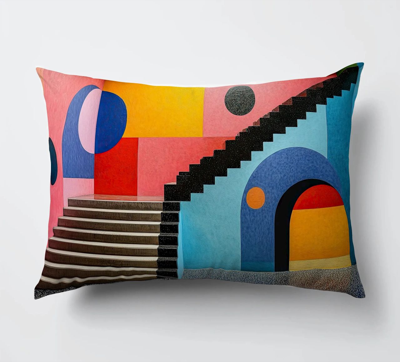 Surrealism Architecture Design Geometry decorative cushion by Nikis Art Studio