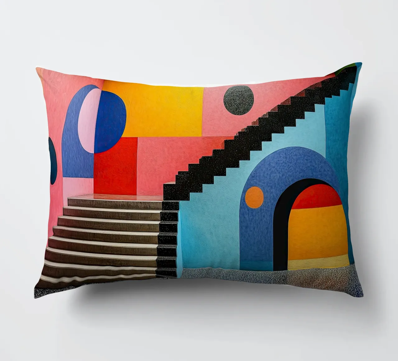 Surrealism Architecture Design Geometry decorative cushion by Nikis Art Studio