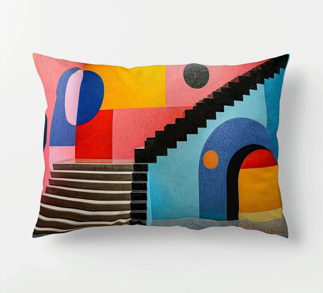Surrealism Architecture Design Geometry decorative cushion by Nikis Art Studio