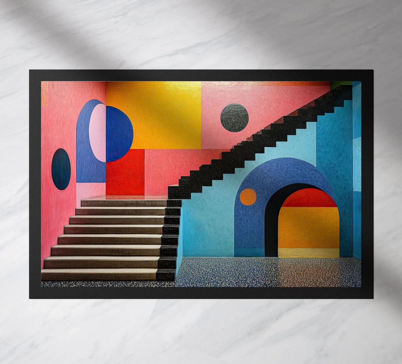 Surrealism Architecture Design Geometry doormat by Nikis Art Studio