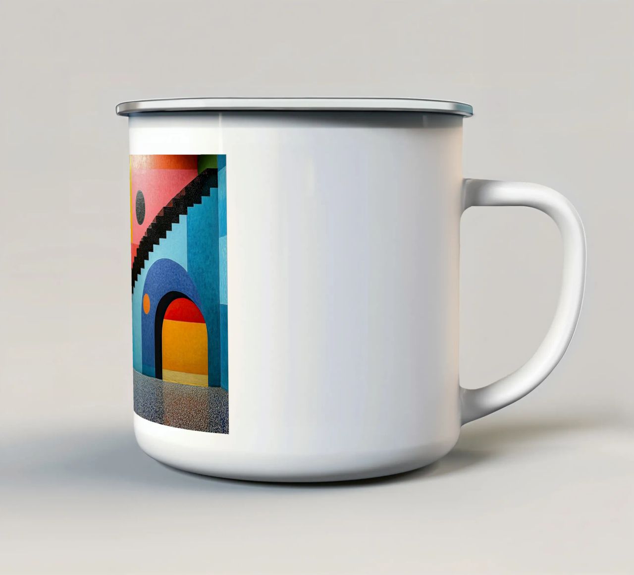 Surrealism Architecture Design Geometry enamel mug by Nikis Art Studio