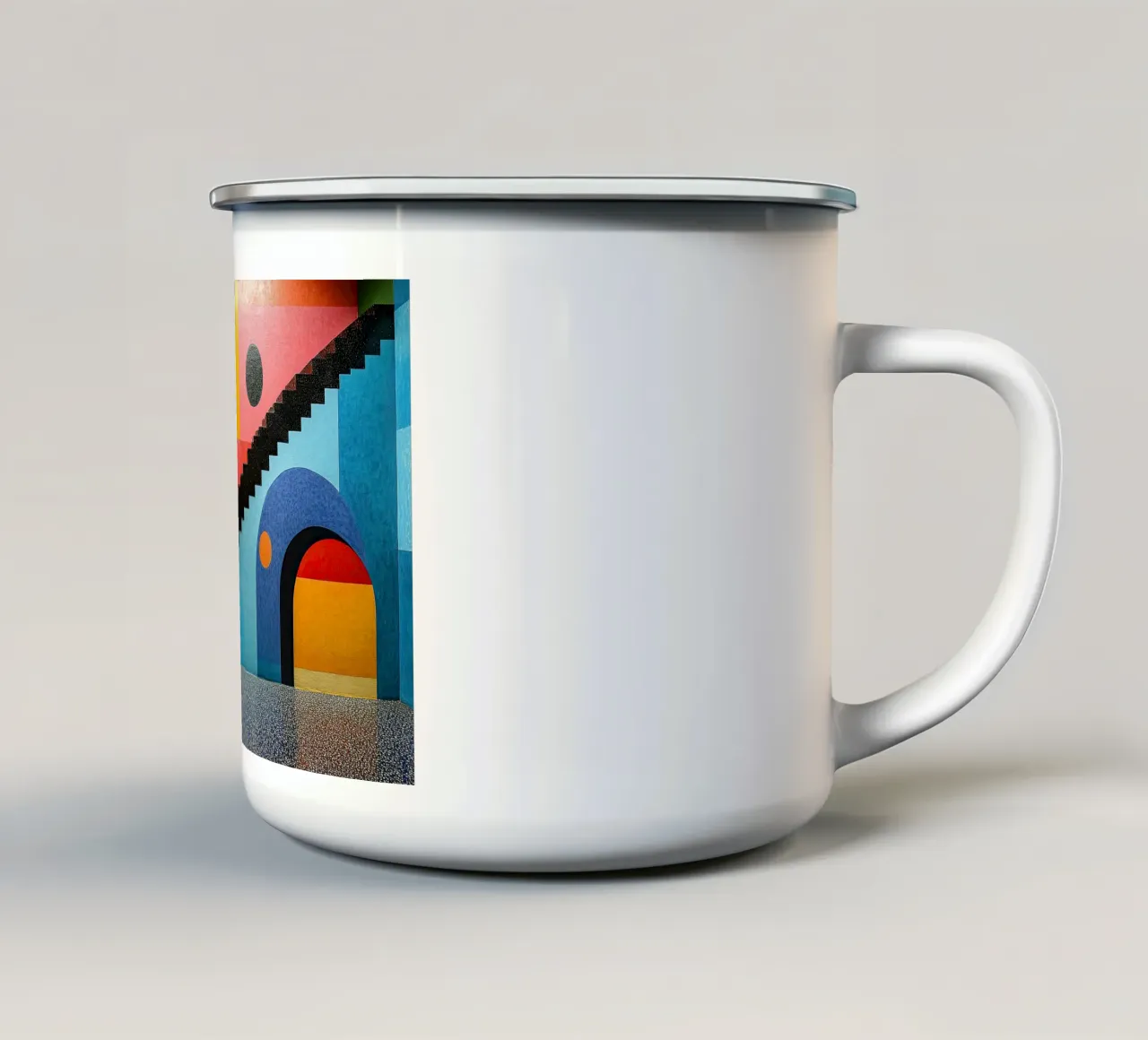 Surrealismo Architettura Design Geometria tazza in smalto da Nikis Art Studio