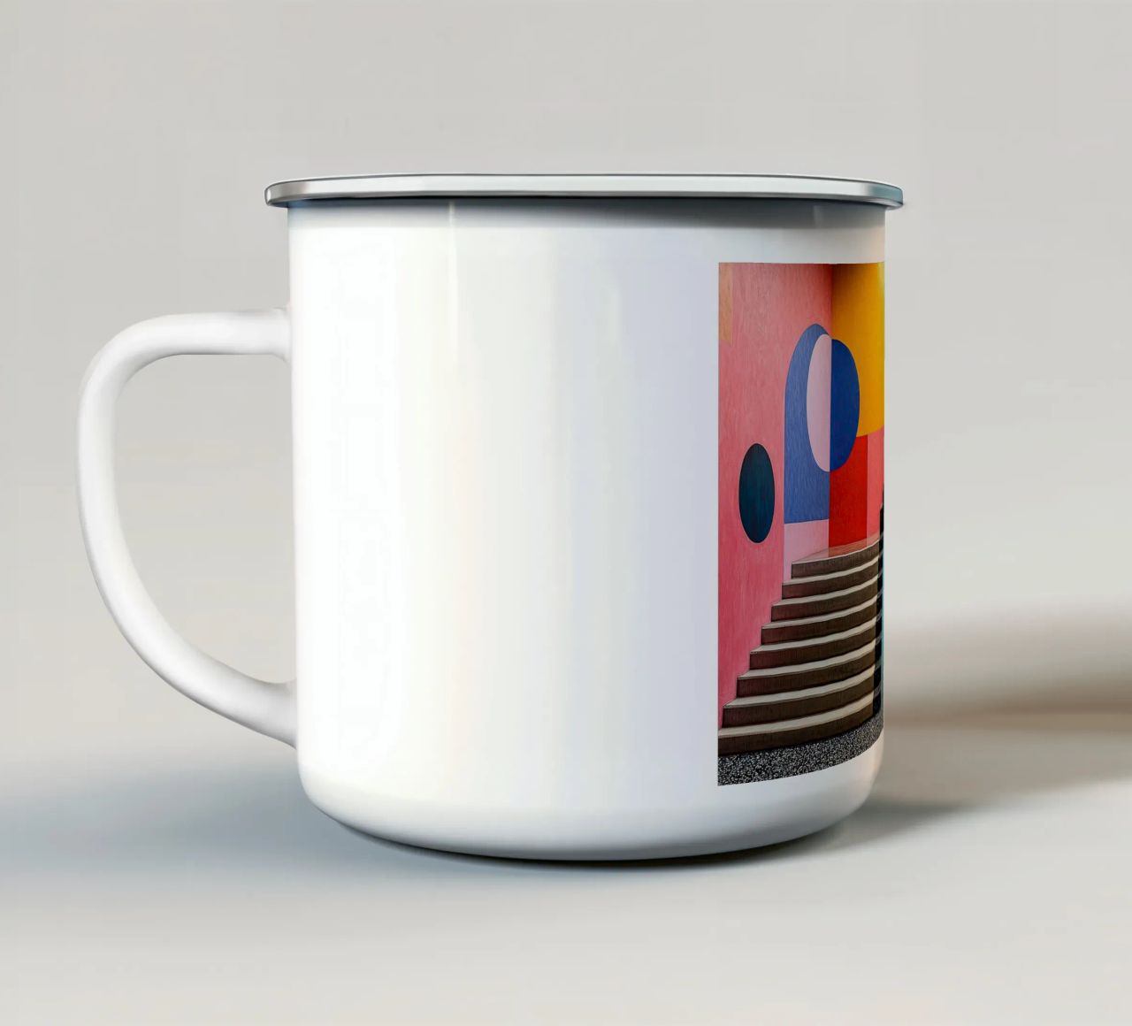 Surrealism Architecture Design Geometry enamel mug by Nikis Art Studio