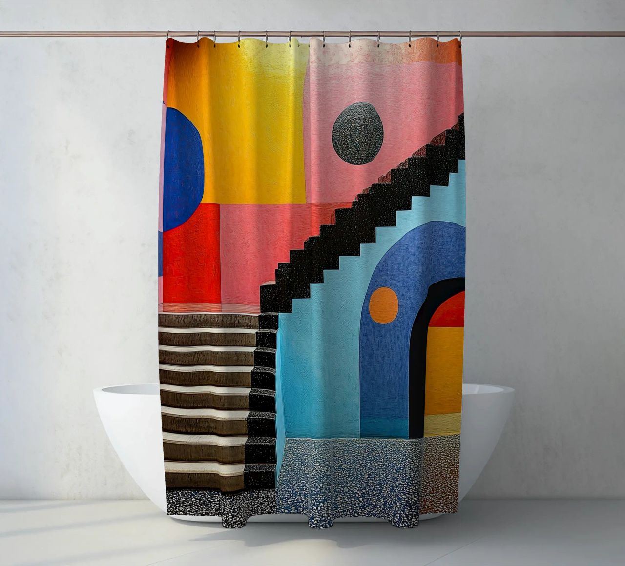 Surrealism Architecture Design Geometry shower curtain by Nikis Art Studio