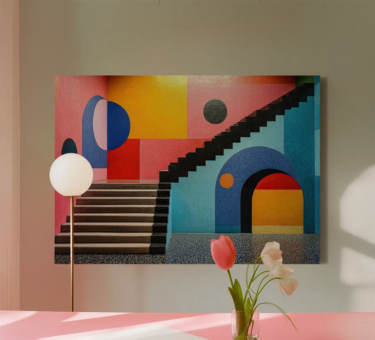 Surrealismus Architektur Design Geometrie Leinwand von Nikis Art Studio