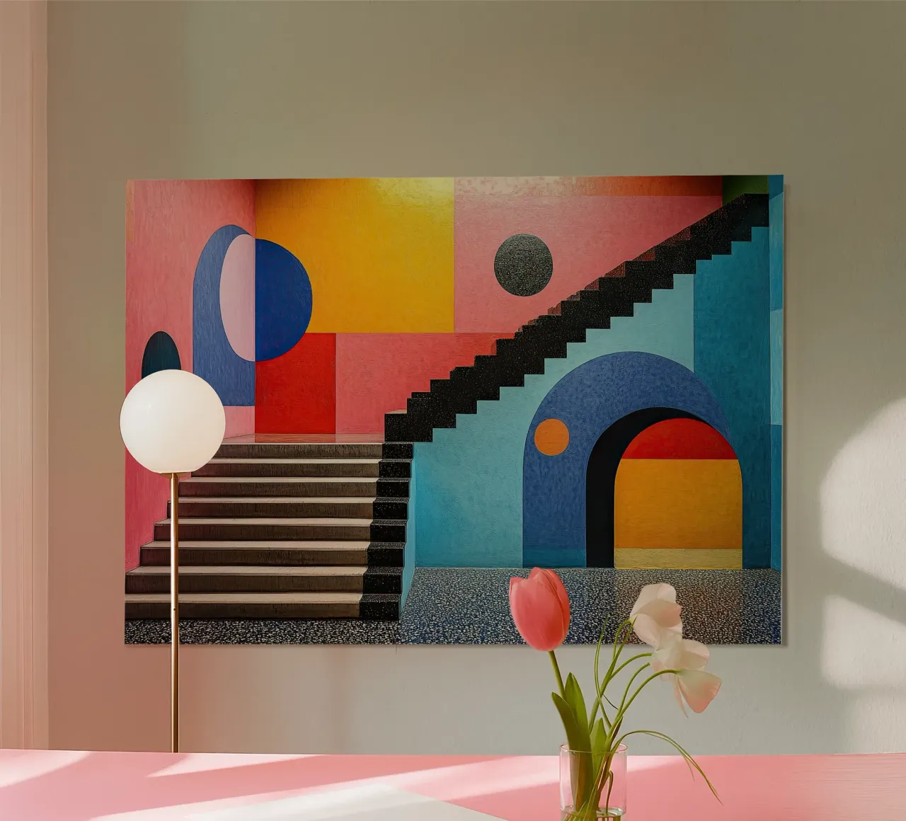 Surrealismo Architettura Design Geometria poster con telaio in legno da Nikis Art Studio