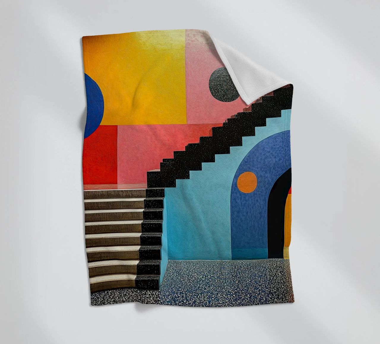 Surrealism Architecture Design Geometry fleece blanket by Nikis Art Studio
