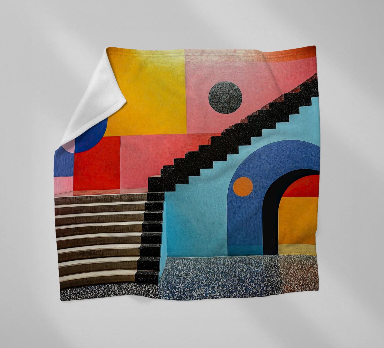 Surrealism Architecture Design Geometry fleece blanket by Nikis Art Studio