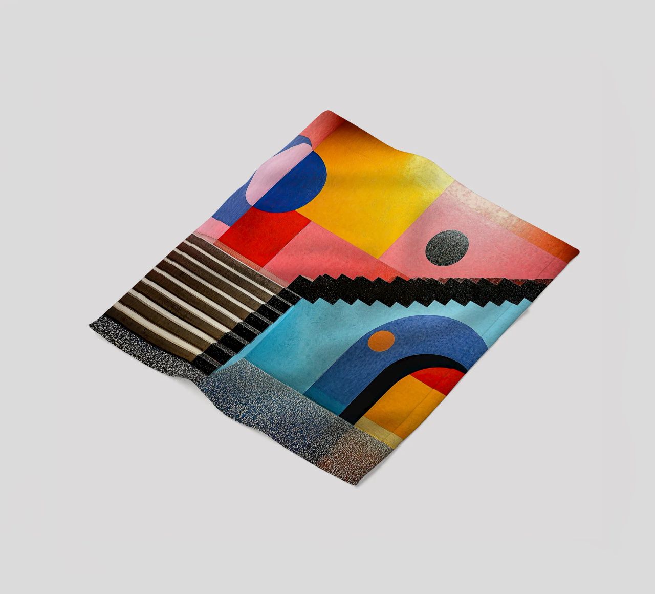 Surrealism Architecture Design Geometry fleece blanket by Nikis Art Studio