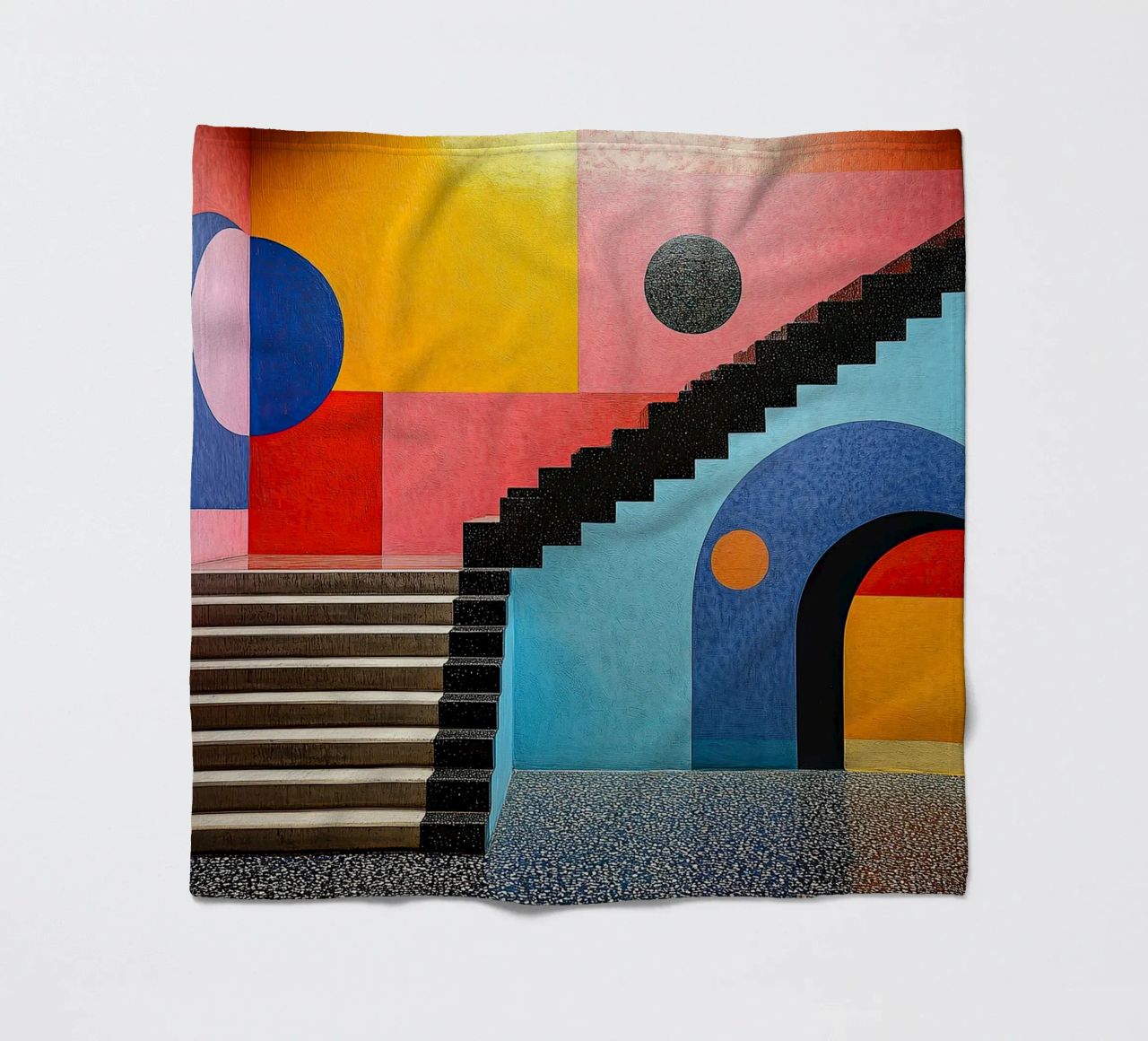 Surrealism Architecture Design Geometry fleece blanket by Nikis Art Studio