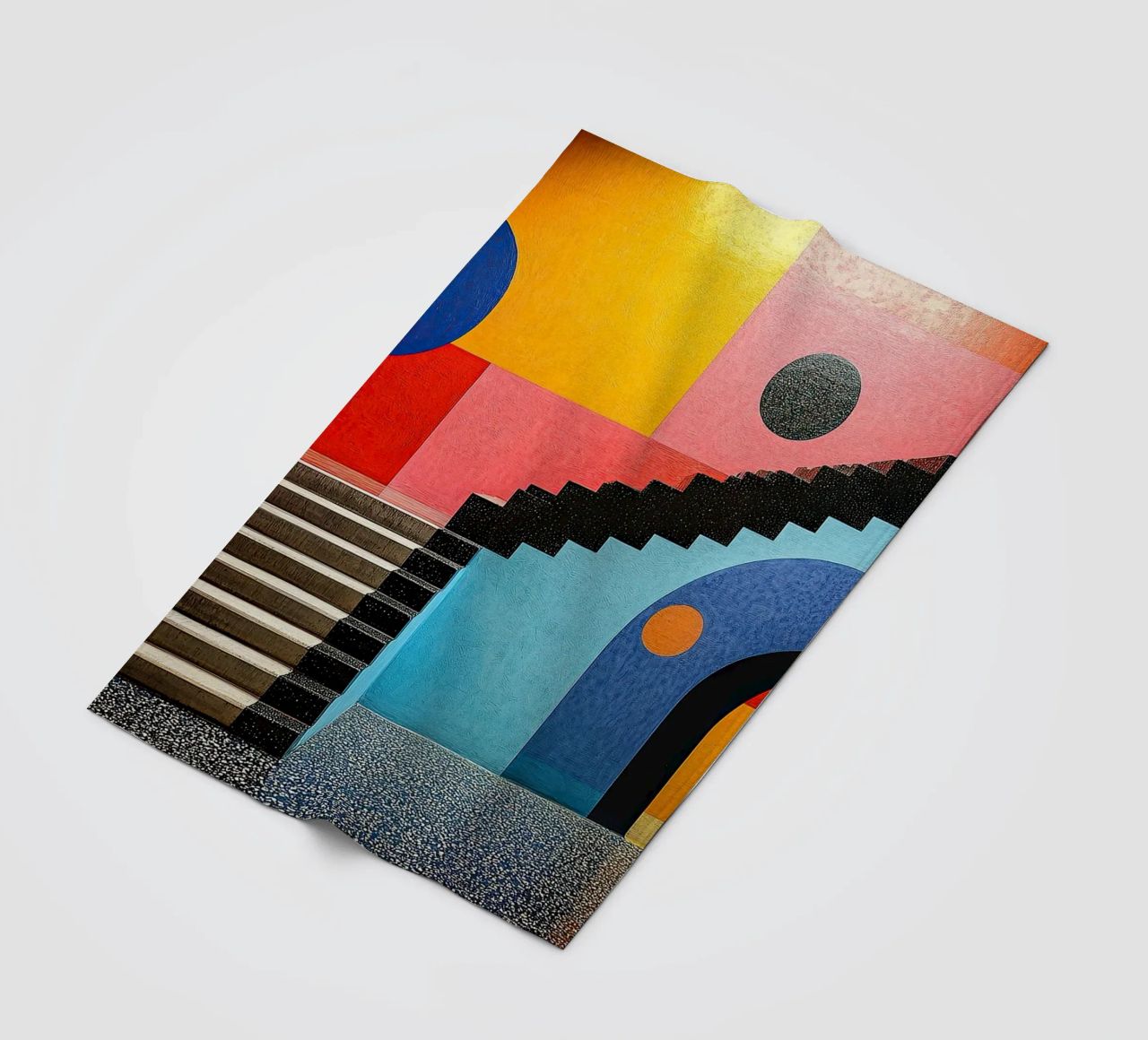 Surrealism Architecture Design Geometry fleece blanket by Nikis Art Studio