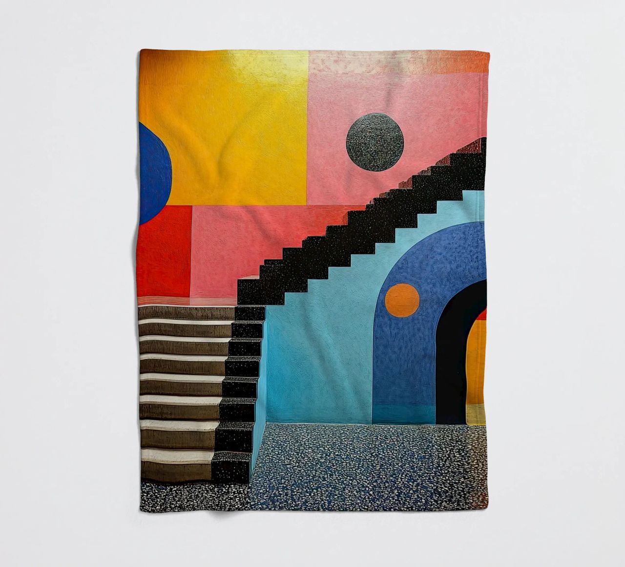 Surrealism Architecture Design Geometry fleece blanket by Nikis Art Studio