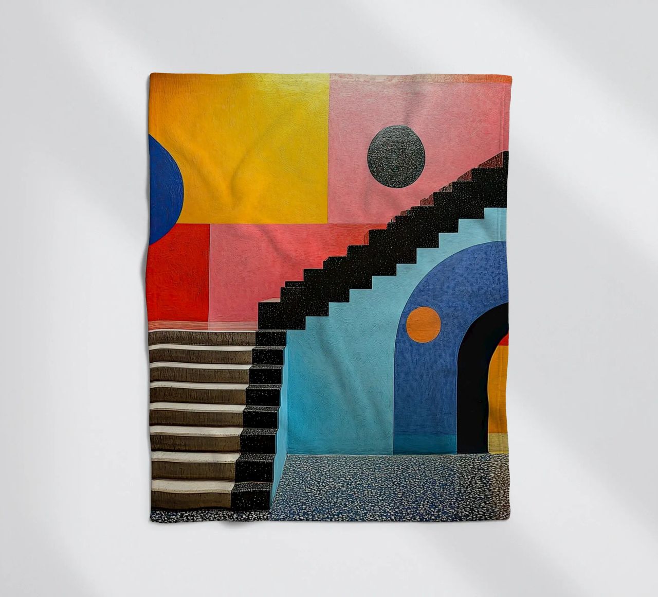 Surrealism Architecture Design Geometry fleece blanket by Nikis Art Studio
