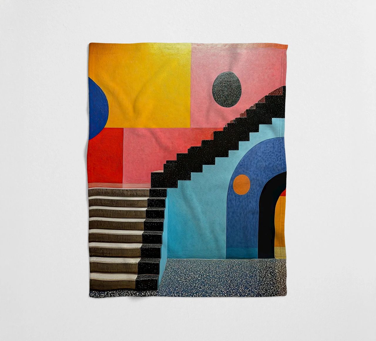 Surrealism Architecture Design Geometry fleece blanket by Nikis Art Studio