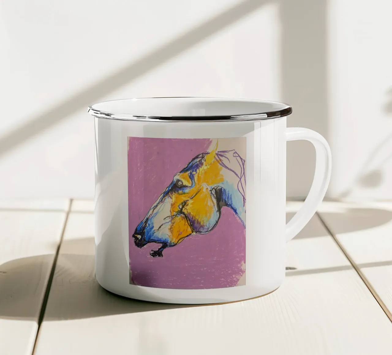 Cheval jaune tazza in smalto da Bénédicte Berthod