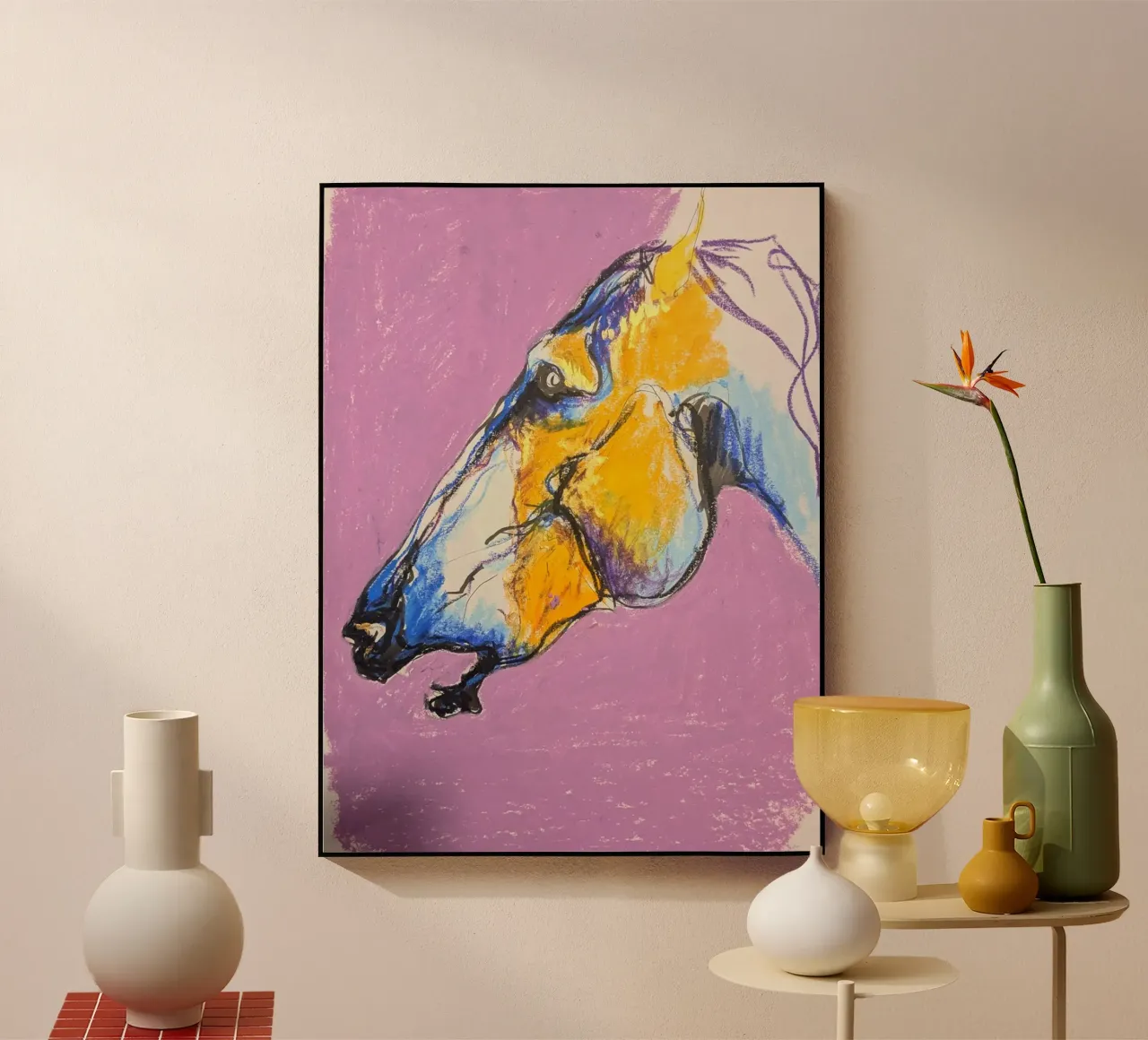 Cheval jaune plexiglass da Bénédicte Berthod