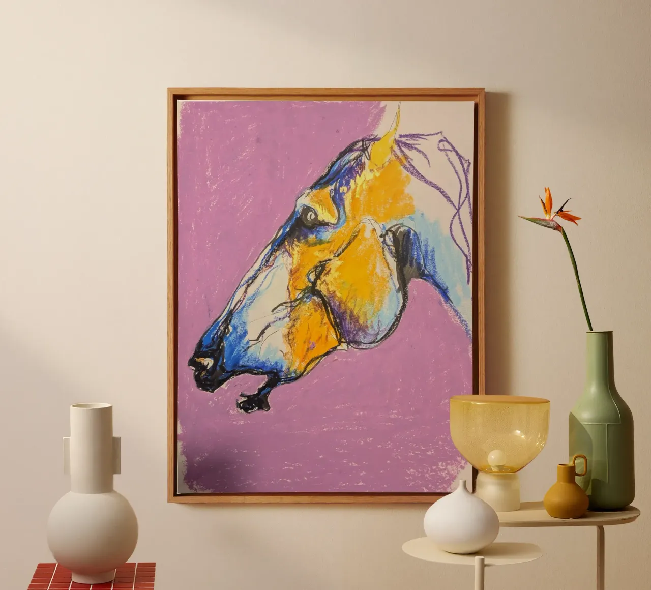 Cheval jaune tela da Bénédicte Berthod