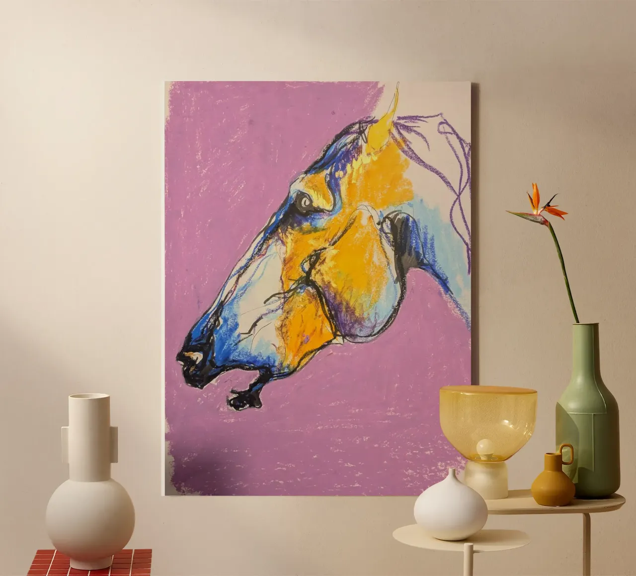 Cheval jaune tela da Bénédicte Berthod